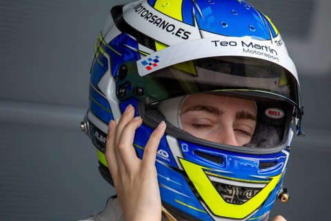 10 May 2024, Hockenheimring Germany : Spanish racing driver Alba Vazquez puts on her helmet and
