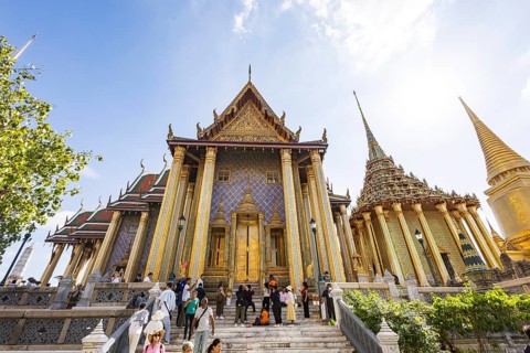 Wat Phra Kaeo, Temple of the Emerald Buddha. Bangkok, Thailand, Asia