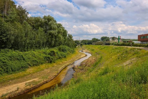 Bottrop, North Rhine-Westphalia, Germany - Renaturalised Boye, the tributary of the Emscher, was