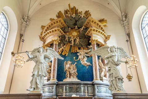 Altar by Nicodemus Tessin in the interior of the Evangelical Lutheran Church of the Saviour in