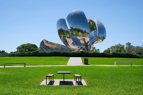 Buenos Aires, Argentina, Floralis Genérica is a sculpture made of steel and aluminium in the Plaza