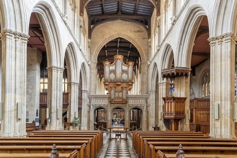 Interior of the university church Church of St Mary the Virgin in Oxford, Oxfordshire, England,