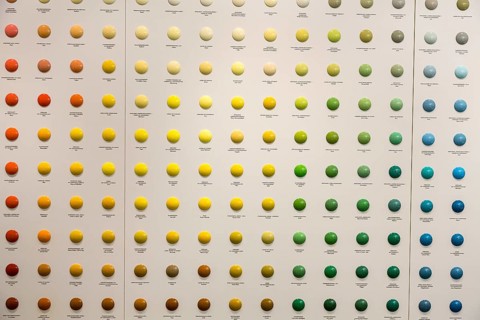 Colour palette in the Wendt & Kühn world in Grünhainichen, Erzgebirge, Saxony, Germany, Europe