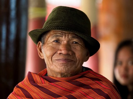 Old man with hat, smiling, Tana Toraja, Sulawesi, Indonesia, Asia