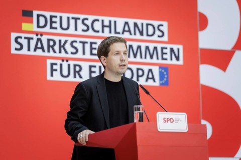 Kevin Kuehnert, SPD Secretary-General, at a press conference following the SPD Executive Committee