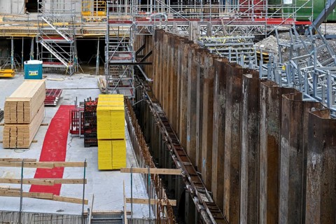 Large construction site Construction material Reinforcing bars