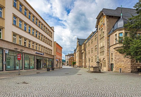 Marktstraße and district court Rudolstadt, Thuringia, Germany, Europe