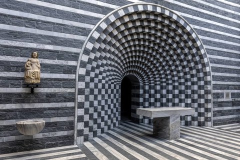 Chiesa di San Giovanni Battista, interior view, architect Mario Botta, Mogno, near Fusio,