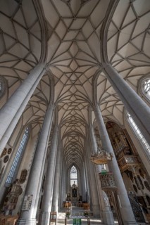 Interior with vault of the late Gothic church of St George, built between 1427 and 1505, church,