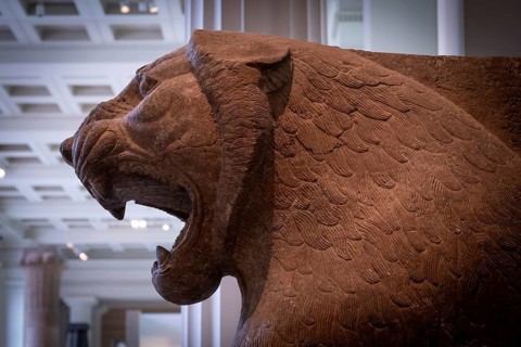 Colossal lion statue, guarded entrance to the temple of Ishtar Sharrat-niphi, British Museum,