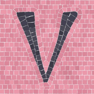 Mosaic tiles letter V. EPS 10 editable flat design vector seamless horizontal pattern