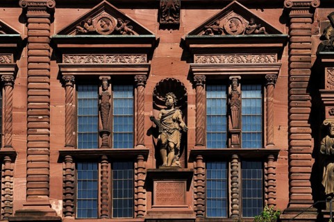 Heidelberg castle ruins, destroyed in 1693), detail of the Ottheinrich building, built in 1556,