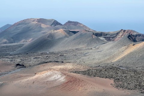 Volcanic landscape, Timanfaya National Park, Lanzarote, Canary Islands, Spain, Europe