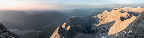 Impressive rocky mountain landscape in the evening light, steep mountain ridge, Jubiläumsgrat and