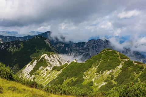 Hiking trail to the Gamsfeld, Russbach, Osterhorn group, Salzkammergut, Salzburg province, Austria,