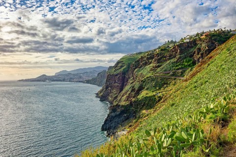 Ponta do Garajau viewpoint at the statue of Christ, Cristo Rei statue, cliffs, tourist attraction,