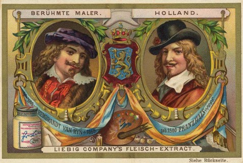 Picture series famous painters, Holland, Rembrandt van Ryn and Franz Hals, Liebig picture,