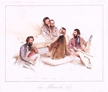 A matinee with Liszt, Group picture with Hector Berlioz, Carl Czerny, Franz Liszt, Heinrich Wilhelm