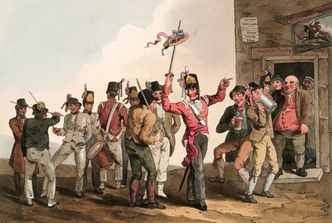 Scene from everyday life in England around 1810, The Thirty-third Regiment of the Citizen's Army,