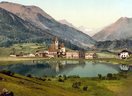 Lower Engadine, Tarasp, Fontana, Graubuenden, Switzerland, Historical, digitally restored