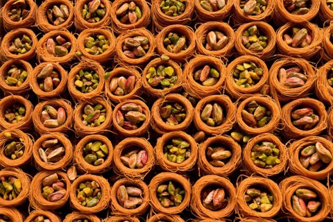 Egyptian bazar with close up of Pistache, Istanbul, Turkey, Asia