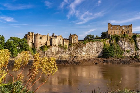Chepstow Castle ruins on the River Wye, Chepstow, Monmouthshire, Wales, United Kingdom, Europe