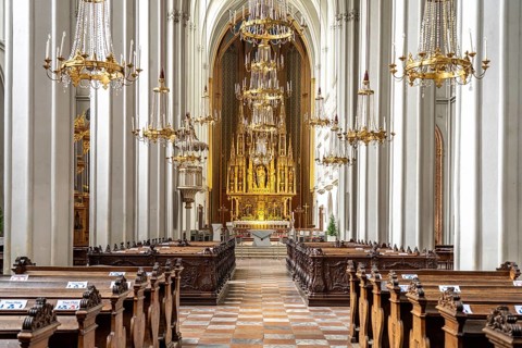 Interior of the Gothic Roman Catholic parish church Augustinerkirche in Vienna, Austria, Europe