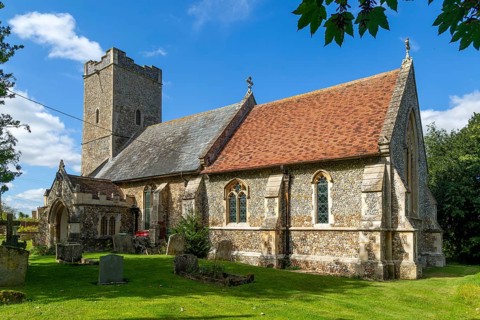 Village parish church of All Saints, Rede, Suffolk, England, UK