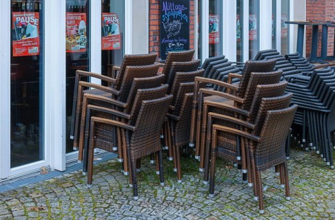 Coesfeld, North Rhine-Westphalia, Germany - Stacked pedestrian zone in times of the corona