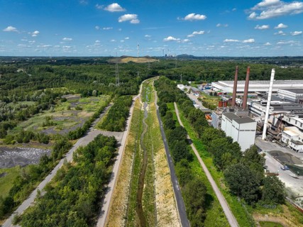 Bottrop, North Rhine-Westphalia, Germany, Renaturalised Boye, the tributary of the Emscher, was