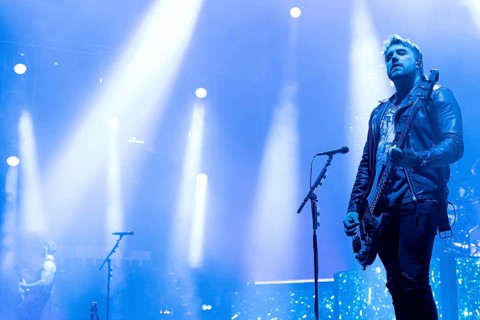 Jamie Mathias from Bullet For My Valentine live on The Poisoned Ascendancy EU Tour 2025 Celebrating
