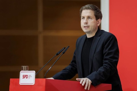 Kevin Kuehnert, SPD Secretary-General, at a press conference following the SPD Executive Committee