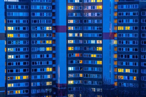High-rise buildings in the Bensberg residential park, Bergisch-Gladbach, 18-storey housing estate