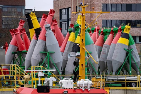Bremerhaven buoy yard, where the navigation signs for the Outer Weser are maintained and deployed,
