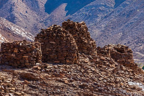 Round tombs made of unhewn stones, beehive tombs, near the city of Al Ayn, Arabian Peninsula,