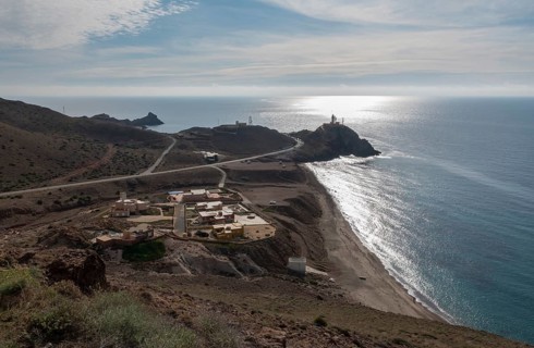 Faro del Cabo de Gata lighthouse, Cabo de Gata nature park Park, Nijar, Almería, Andalusia, Spain,