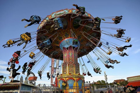 Chain carousel at the Oktoberfest, Munich, Bavaria, Germany, Europe