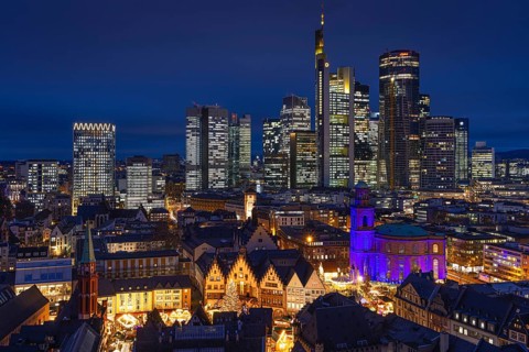 St Paul's Church in Frankfurt am Main will be illuminated in blue in the middle of the Christmas