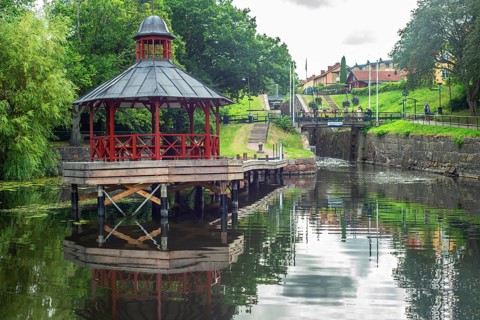 Pavilion at Kinda Canal, Linköping, Östergötland, Sweden, Scandinavia, Europe