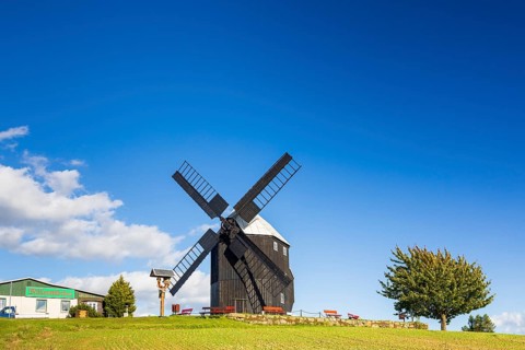 Trestle windmill in Kottmarsdorf, Kottmar, Oberlausitzer Bergland, Saxony, Germany, Europe