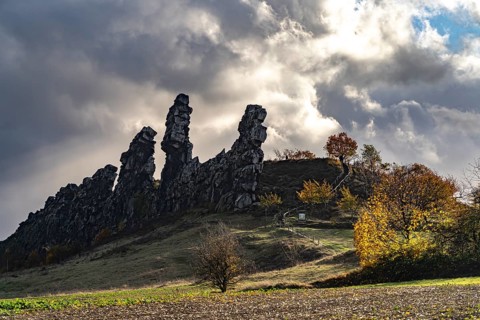 The Devil's Wall rock formation in the Harz district near Thale and Weddersleben, Saxony-Anhalt,