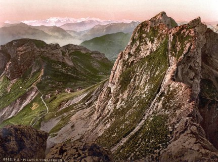 Tomlishorn, I. and Oberland Alps, Pilatus, Switzerland, Historical, digitally restored reproduction