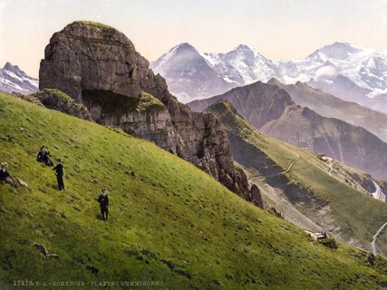Schynige Platte, Gummihorn, Eiger, Mönch and Jungfrau, Bernese Oberland, Switzerland, Historic,