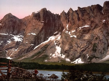 Trolltindene, a mountain massif in Norway, Romsdalen, Norway, around 1895, Historical, digitally