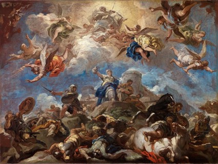 Judith Displaying the Head of Holofernes, painting by Luca Giordano (Italian, 1634-1705),