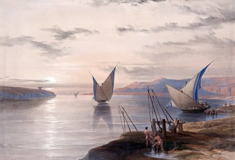 Hager Selsilis, Gebel el-Silsila, Egypt, c. 1850, Historic, digitally restored reproduction from a