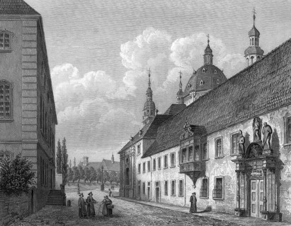 Seminary and library near the cathedral of Fulda, 1850, Hesse, Germany, reproduction from an