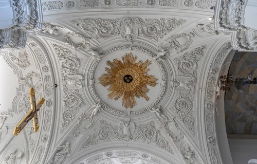 Domed vault above the chancel, St Kilian's Cathedral, Würzburg, Lower Franconia, Bavaria, Germany,