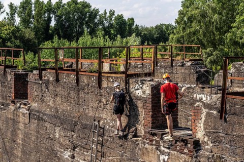 Landschaftspark Duisburg Nord, via ferrata, climbing garden, North Rhine-Westphalia, Germany,