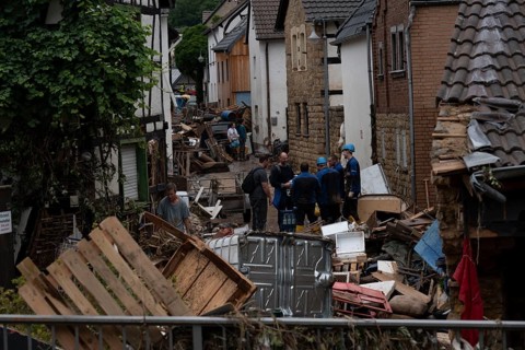 Flood in North Rhine-Westphalia, the village of Iversheim on the Erft was almost completely flooded